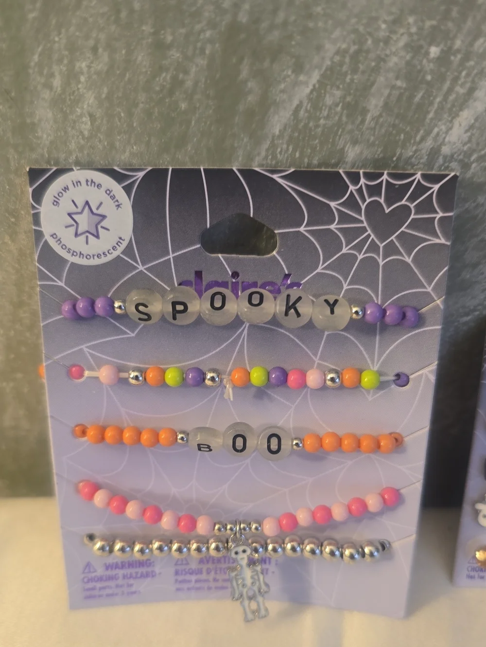 Claire's Halloween Glow In Dark Bracelet Set & 20 Pc Pireced Earrings New